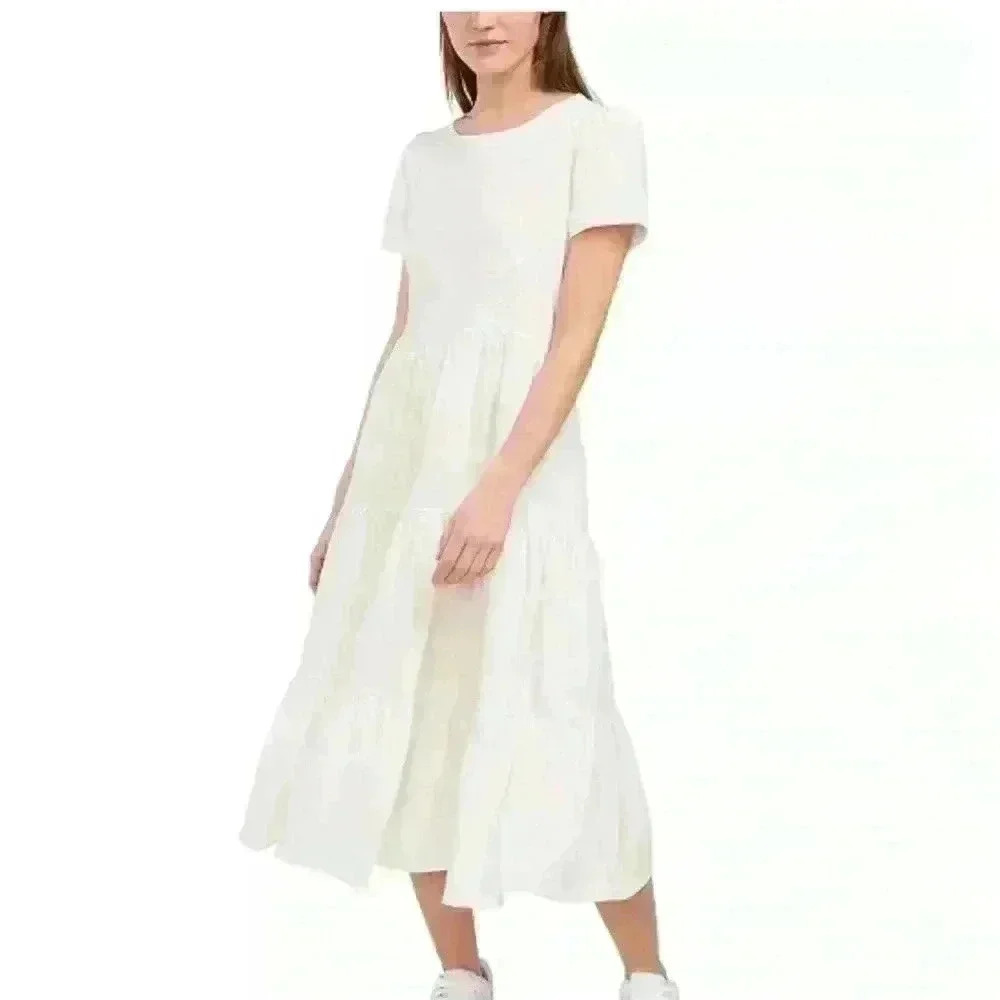 Lacey Tiered Puff-Sleeve Dress, Created for Macy's NWT MSRP $99